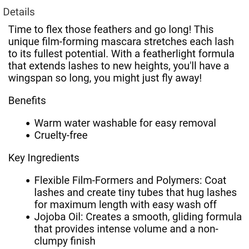 MINI PETITE N PRETTY FEATHER STRETCH WASHABLE MASCARA.